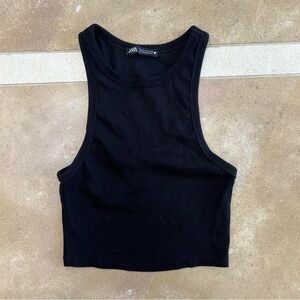 Zara Black Ribbed Crop Top